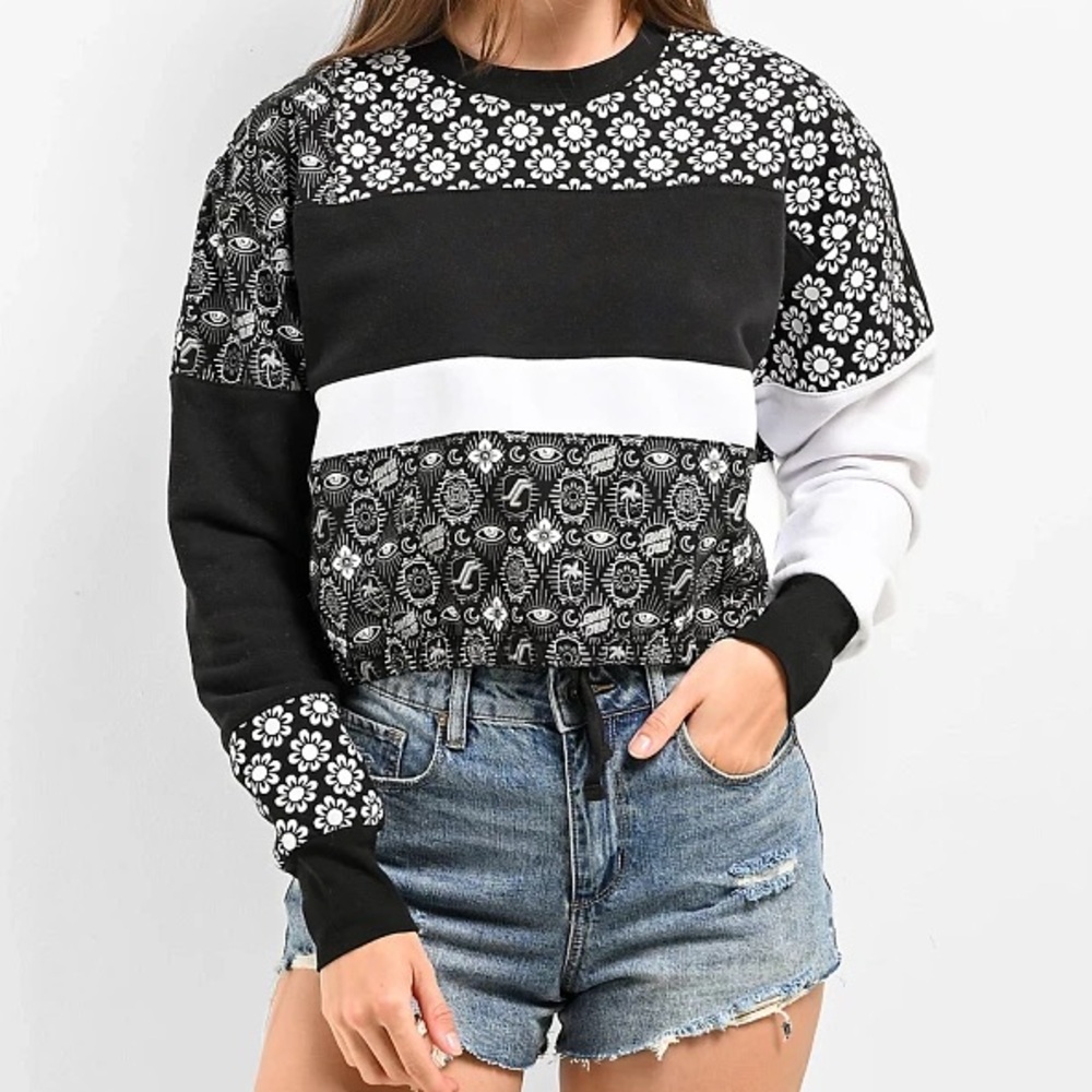 NWOT Santa Cruz Patchwork Crop Crewneck Sweatshirt